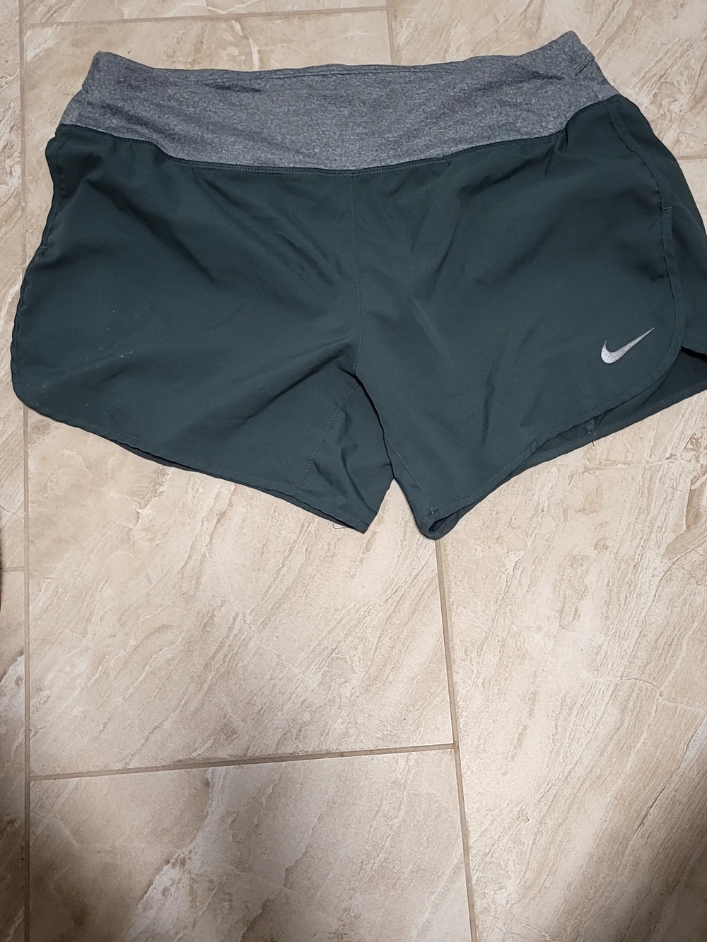 5 For $ 25 Nike Women's Dark Green Running Shorts with Gray Waistband